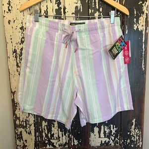 NWT Men’s Surf Society pastel striped 4 way stretch swimwear.  Size Medium.